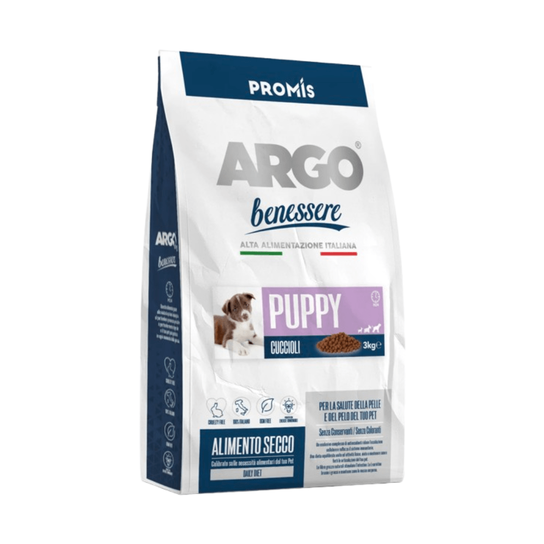 Argo Benessere Cuccioli 2 - 12 Mesi – Crocchette Premium per Cani - Zampe in Movimento
