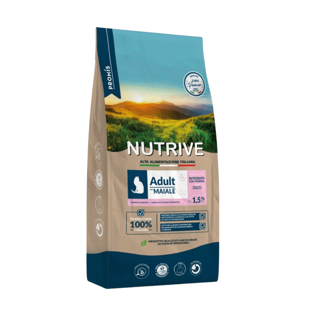 GATTO DRY ADULT MAIALE - Nutrive 1.5kg - Zampe in Movimento